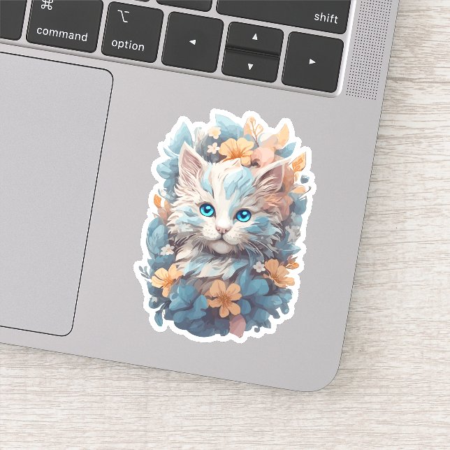Watercolor Cute Floral Cat Splash (Detail)