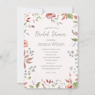 Watercolor Cute Floral Meadow  Bridal Shower Invitation