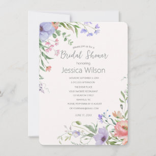 Watercolor Cute Floral Meadow  Bridal Shower Invitation