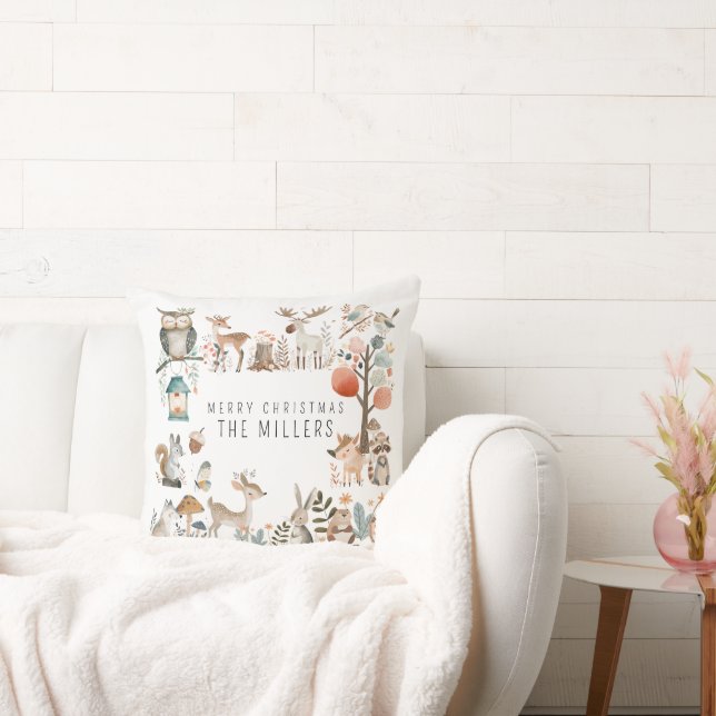 Watercolor Cute Forest Animals Cushion (Couch)