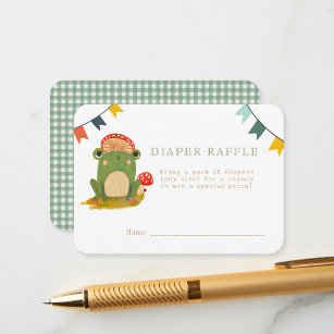 Watercolor Cute Frog Baby Shower Diaper Raffle Enc Enclosure Card