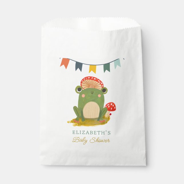 Watercolor Cute Frog Baby Shower Favour Bags (Front)