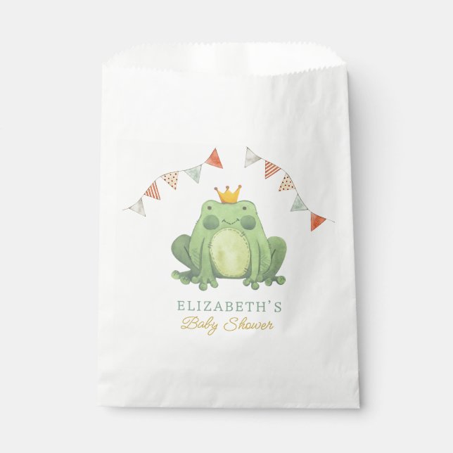 Watercolor Cute Frog Baby Shower Favour Bags (Front)