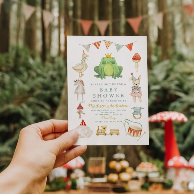 Watercolor Cute Frog  Baby Shower Invitation (Creator Uploaded)