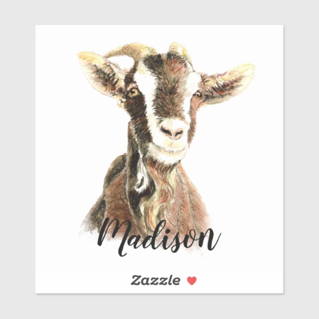 Watercolor Cute Goat Farm Animal Custom Name (Sheet)