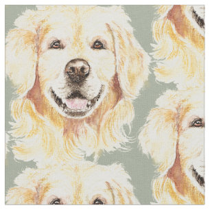 Watercolor Cute Golden Retriever Dog Animal Print Fabric