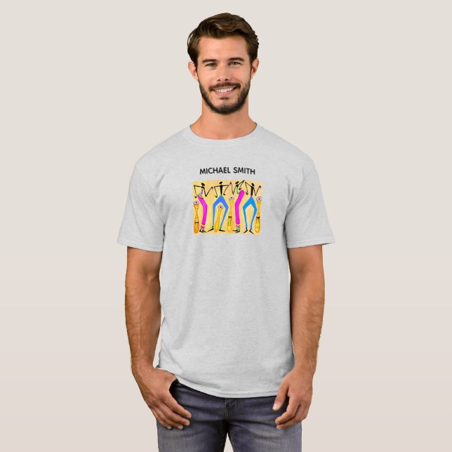 Watercolor, Cute Happy Dance  T-Shirt (Front Full)