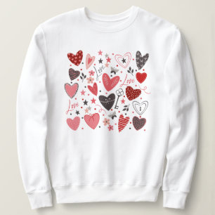 Watercolor Cute Hearts Pattern Valentines Day Love Sweatshirt