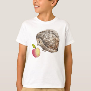Watercolor cute hedgehog and apple T-Shirt