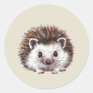 Watercolor Cute Hedgehog Wild Animal Art Classic Round Sticker