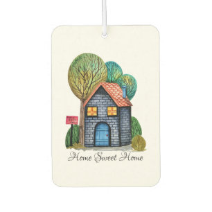 Watercolor Cute Home Sweet Home Art Car Air Freshener