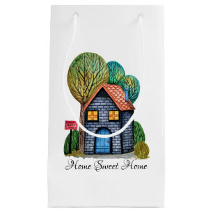 Watercolor Cute Home Sweet Home Art Small Gift Bag