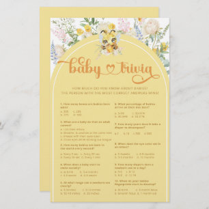 Watercolor Cute Honey Bee Baby Trivia Game