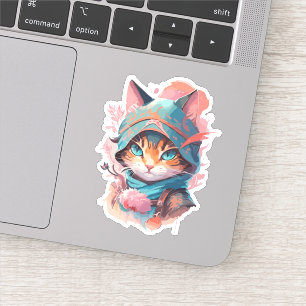 Watercolor Cute Hooded Ninja Cat