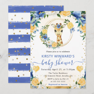 Watercolor Cute Jungle Giraffe Baby Shower Invitation