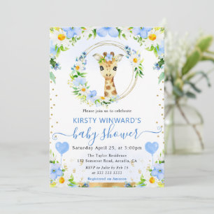 Watercolor Cute Jungle Giraffe Baby Shower Invitation