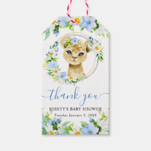 Watercolor Cute Jungle Lion Floral Baby Shower Gift Tags