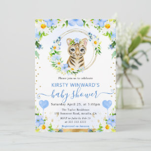 Watercolor Cute Jungle Tiger Baby Shower Invitation