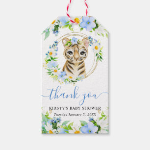 Watercolor Cute Jungle Tiger Floral Baby Shower Gift Tags