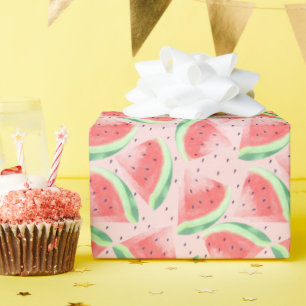 Watercolor Cute Kawaii Watermelon Wrapping Paper