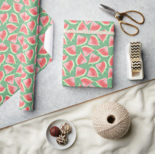 Watercolor Cute Kawaii Watermelon Wrapping Paper
