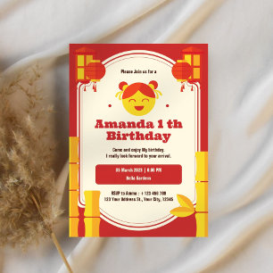 Watercolor Cute Kids Birthday Invitation