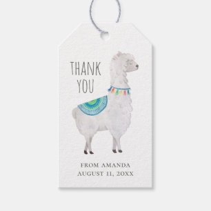 Watercolor cute lama. Kids birthday thank you Gift Tags