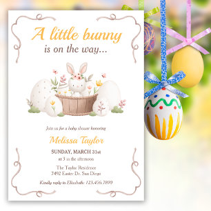 Watercolor Cute Little Bunny Easter Baby Shower Invitation