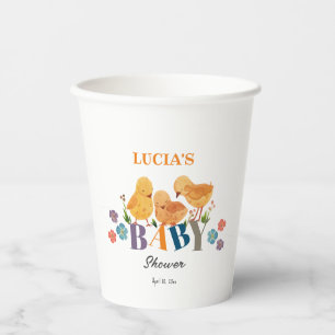 Watercolor Cute Little Chicken Family Baby Shower Paper Cups