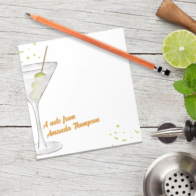 Watercolor Cute Martini Cocktails Personalised Notepad (Custom watercolor martini cocktail drinks custom notepad)