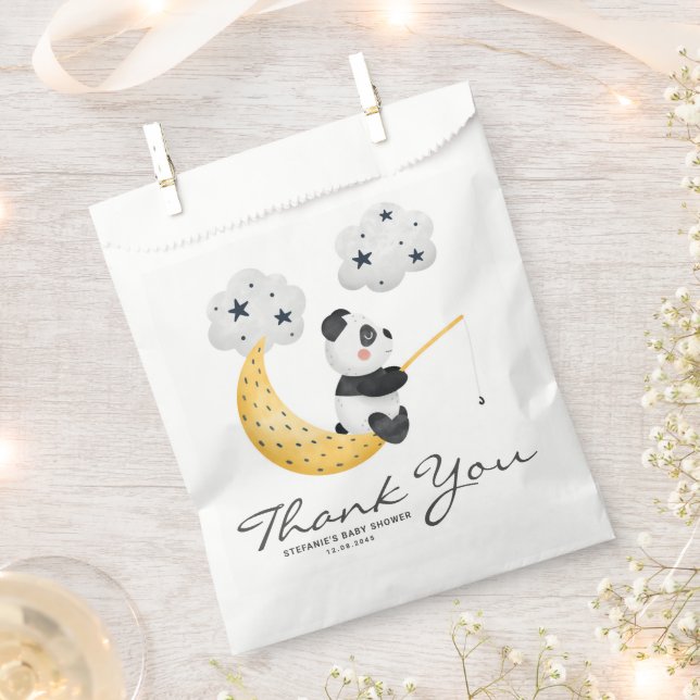 Watercolor Cute Panda Twinkle Twinkle Baby Shower Favour Bags (Clipped)