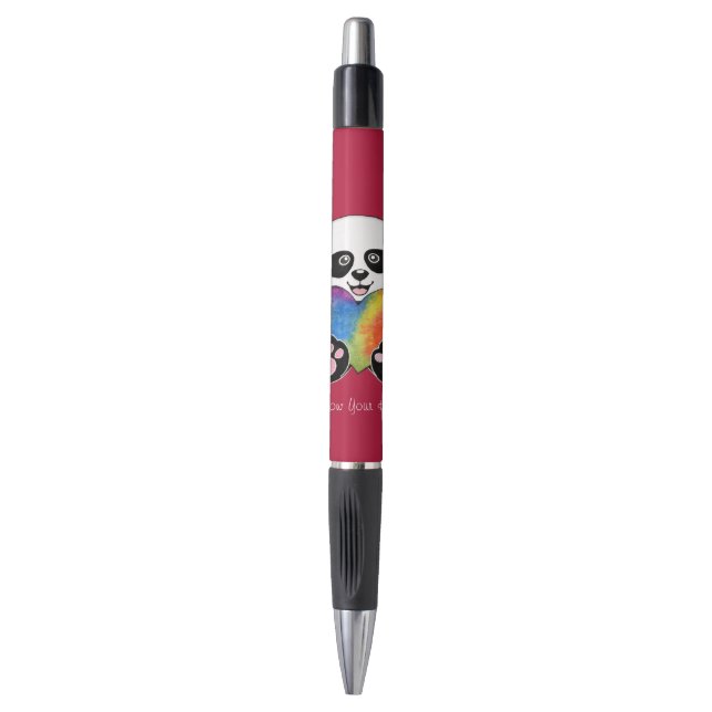 Watercolor Cute Panda With Rainbow Heart (Front Vertical)