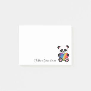 Watercolor Cute Panda With Rainbow Heart Post-it Notes