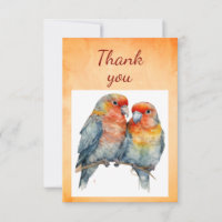 Watercolor Cute Parrot Bird Couple Art