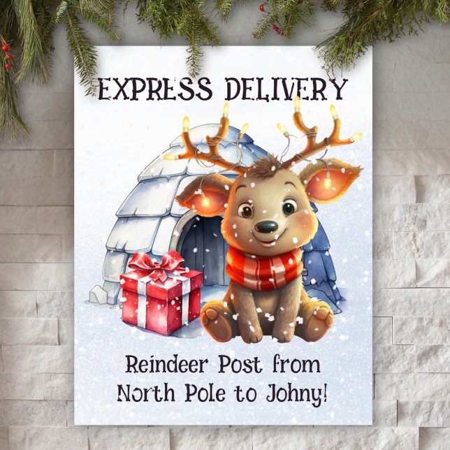 Watercolor Cute Pastel Reindeer Kids Christmas Poster (Creator Uploaded)