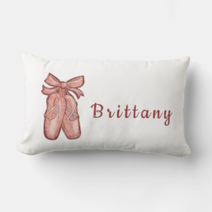 Watercolor Cute Pink Ballet Shoes Personalized Lumbar Cushion