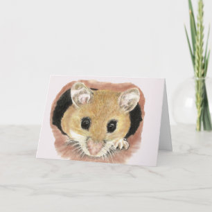 Watercolor Cute Pocket Mouse Blank Greeting Card