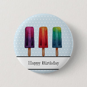Watercolor Cute Popsicle Ice Creams 6 Cm Round Badge