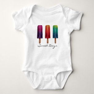 Watercolor Cute Popsicle Ice Creams Baby Bodysuit