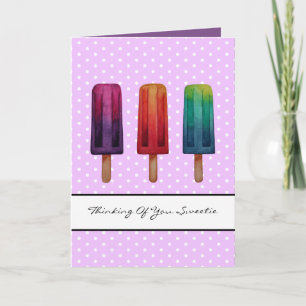 Watercolor Cute Popsicle Ice Creams Card
