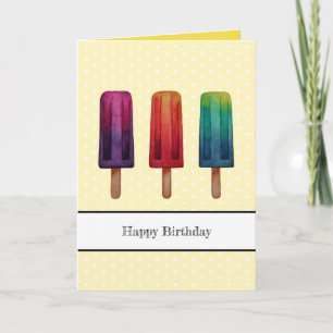 Watercolor Cute Popsicle Ice Creams Card