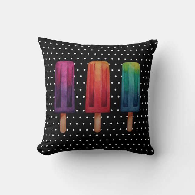 Watercolor Cute Popsicle Ice Creams Cushion (Front)