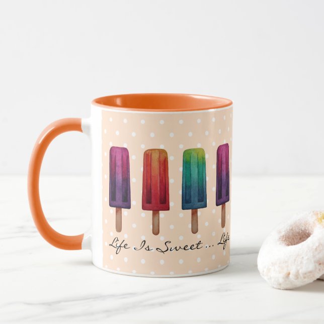 Watercolor Cute Popsicle Ice Creams Mug (With Donut)