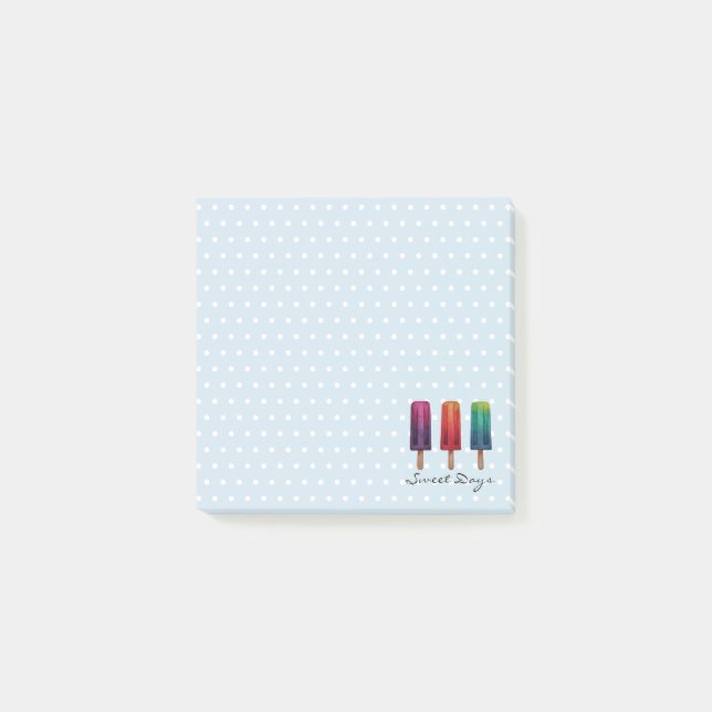 Watercolor Cute Popsicle Ice Creams Post-it Notes (Front)