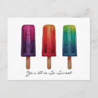 Watercolor Cute Popsicle Ice Creams