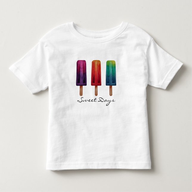 Watercolor Cute Popsicle Ice Creams Toddler T-Shirt (Front)