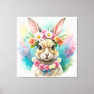 Watercolor Cute Rabbit Canvas Print
