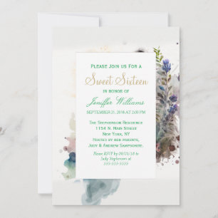 Watercolor Cute Racoon Spring Flowers         Invitation