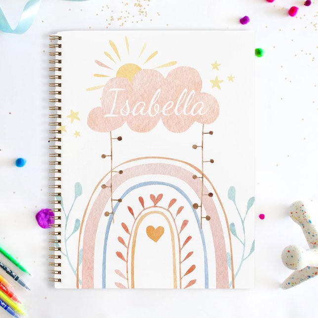 Watercolor Cute Rainbow Kids Notebook (In situ)