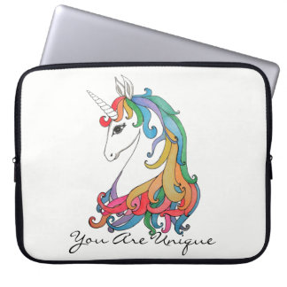 Watercolor cute rainbow unicorn laptop sleeve